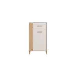 Mobili Da Ingresso > Dmora Mobile da Ingresso Bianco Crema Nero un Cassetto 2 Ripiani 51.5x35x98h cm, Un'anta - Trevi Nero, Bianco Crema