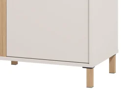 Mobili Da Ingresso > Dmora Mobile da Ingresso Bianco Crema Nero un Cassetto 2 Ripiani 51.5x35x98h cm, Un'anta - Trevi Nero, Bianco Crema