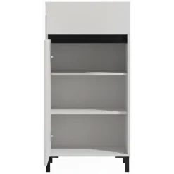Mobile da Ingresso Bianco Crema Nero un Cassetto 2 Ripiani 54.5x40x109.5h cm, Un'anta - Pollenza