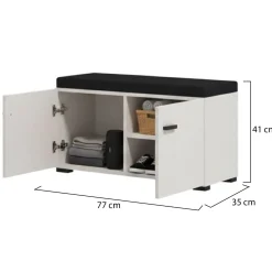 Mobili Da Ingresso > Dmora Mobile da Ingresso Bianco Crema Nero un Ripiano 2 Ante 80x40x57h cm, 2 Vani - Force Nero, Bianco Crema