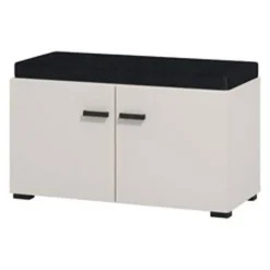 Mobili Da Ingresso > Dmora Mobile da Ingresso Bianco Crema Nero un Ripiano 2 Ante 80x40x57h cm, 2 Vani - Force Nero, Bianco Crema