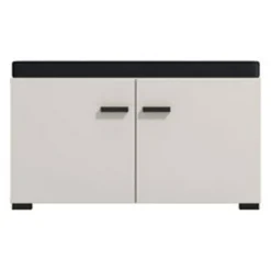 Mobili Da Ingresso > Dmora Mobile da Ingresso Bianco Crema Nero un Ripiano 2 Ante 80x40x57h cm, 2 Vani - Force Nero, Bianco Crema