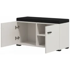 Mobili Da Ingresso > Dmora Mobile da Ingresso Bianco Crema Nero un Ripiano 2 Ante 80x40x57h cm, 2 Vani - Force Nero, Bianco Crema