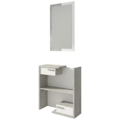 Mobili Da Ingresso > Dmora Mobile da Ingresso Bianco Grigio Scuro un Ripiano 2 Ante 79x35x45h cm, 2 Vani - Cannole Grigio, Bianco Scuro