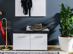 Mobili Da Ingresso > Dmora Mobile da Ingresso Bianco Grigio Scuro un Ripiano 2 Ante 79x35x45h cm, 2 Vani - Cannole Grigio, Bianco Scuro