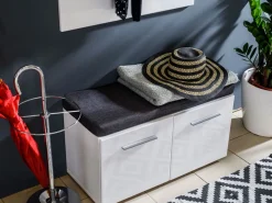 Mobili Da Ingresso > Dmora Mobile da Ingresso Bianco Grigio Scuro un Ripiano 2 Ante 79x35x45h cm, 2 Vani - Cannole Grigio, Bianco Scuro