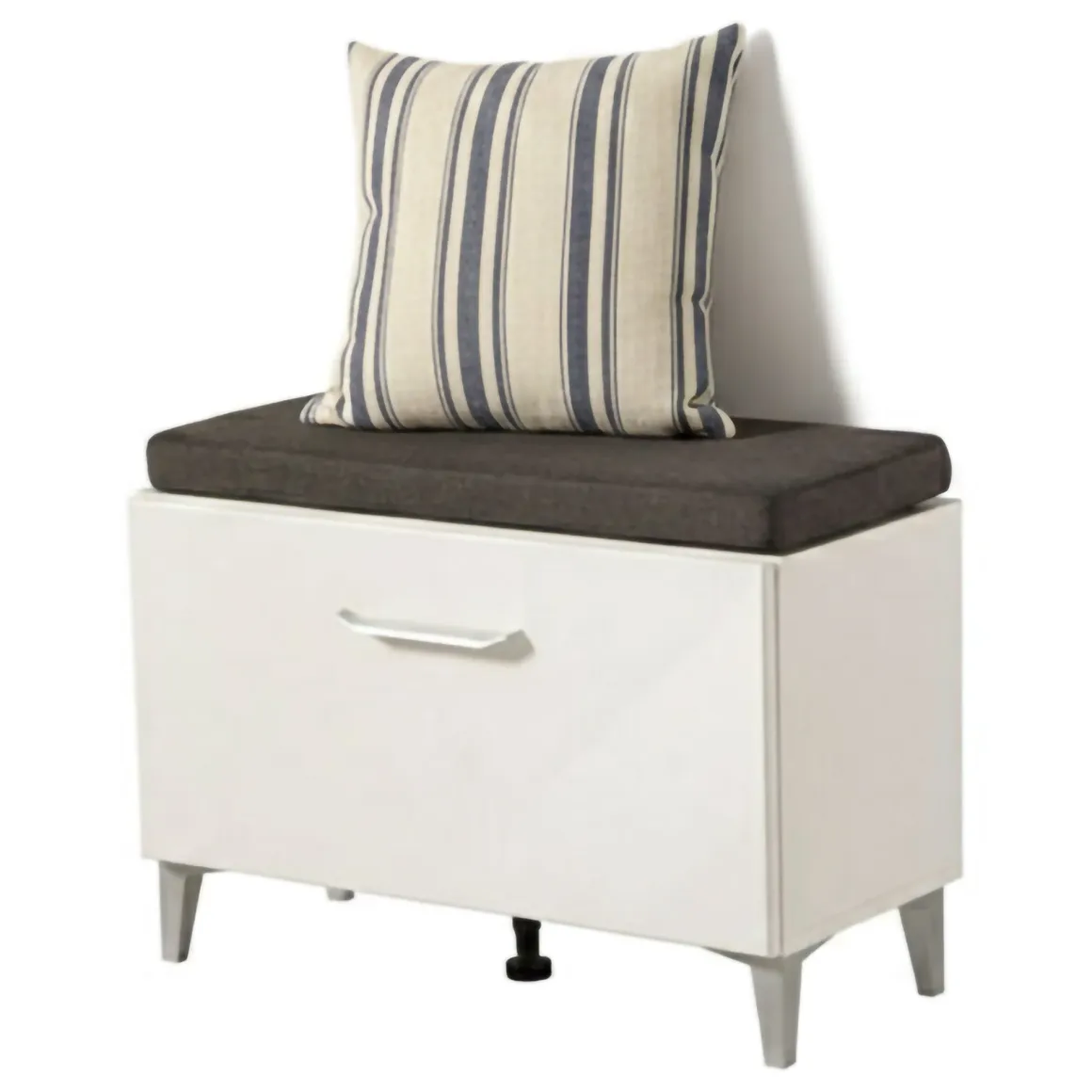 Mobile da Ingresso Bianco Grigio Scuro un Ripiano Un'anta 74.5x35x53h cm, 2 Vani - Ceranesi