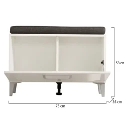 Mobile da Ingresso Bianco Grigio Scuro un Ripiano Un'anta 74.5x35x53h cm, 2 Vani - Ceranesi