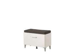 Mobile da Ingresso Bianco Grigio Scuro un Ripiano Un'anta 74.5x35x53h cm, 2 Vani - Ceranesi
