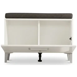 Mobile da Ingresso Bianco Grigio Scuro un Ripiano Un'anta 74.5x35x53h cm, 2 Vani - Ceranesi