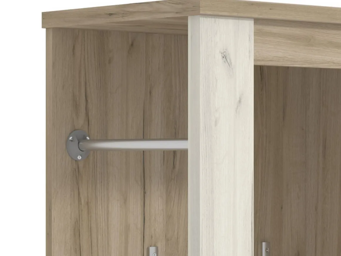 Mobile da Ingresso Bianco Larice Marrone Rovere Specchio Incluso 5 Ripiani 114x36.5x195h cm, Appendiabiti - Valva