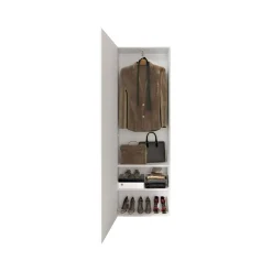 Mobili Da Ingresso > Dmora Mobile da Ingresso Bianco Lucido Bianco Appendiabiti 6 Paia 78x31x186.5h cm, 2 Ripiani - Medolla Bianco, Bianco Lucido
