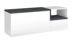 Mobile da Ingresso Bianco Lucido Grigio Ardesia 3 Ripiani Appendiabiti 120x40x154h cm, 2 Ante Made in Italy - Graziella
