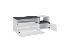 Mobile da Ingresso Bianco Lucido Grigio Ardesia 3 Ripiani Appendiabiti 120x40x154h cm, 2 Ante Made in Italy - Graziella