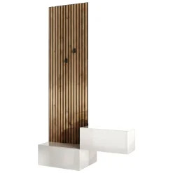 Mobili Da Ingresso > Dmora Mobile da Ingresso Specchio Incluso 4 Paia 91x36x165h cm, 2 Ripiani - Toirano Bianco Lucido