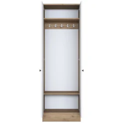 Mobile da Ingresso Bianco Marrone Noce 2 Ripiani Appendiabiti 60x38x183h cm, 2 Ante - Tursi