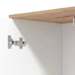Mobili Da Ingresso > Dmora Mobile da Ingresso Bianco Marrone Rovere Nodi Specchio Incluso un Cassetto 82x30x16h cm, un Ripiano - Ingria Marrone, Bianco Rovere Nodi