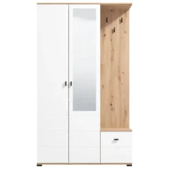 Mobili Da Ingresso > Dmora Mobile da Ingresso Bianco Marrone Rovere Nodi Specchio Incluso un Cassetto 82x30x16h cm, un Ripiano - Ingria Marrone, Bianco Rovere Nodi