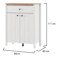 Mobili Da Ingresso > Dmora Mobile da Ingresso Bianco Marrone Rovere Specchio Incluso 5 Ripiani 120x40x45h cm, Appendiabiti - Crespino Marrone, Bianco Rovere