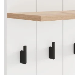 Mobile da Ingresso Bianco Marrone Rovere Specchio Incluso un Ripiano 77x20x102h cm, Appendiabiti - Kaikou