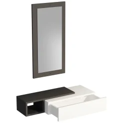 Mobile da Ingresso Bianco Nero Antracite Specchio Incluso un Cassetto 82x30x16h cm, un Ripiano - Ingria