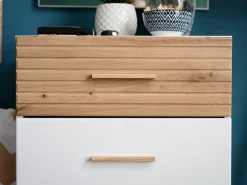 Mobili Da Ingresso > Dmora Mobile da Ingresso Bianco Opaco Marrone Rovere Nodi Specchio Incluso un Cassetto 141x35x189.5h cm, 6 Ripiani - Longa Marrone Rovere Nodi, Bianco Opaco