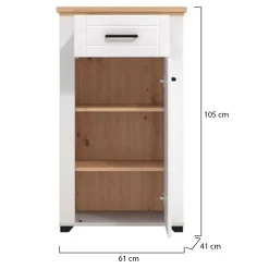 Mobili Da Ingresso > Dmora Mobile da Ingresso Bianco Opaco Marrone Rovere un Ripiano 2 Ante 103.5x41x47.5h cm, 2 Vani - Menfi Marrone Rovere, Bianco Opaco
