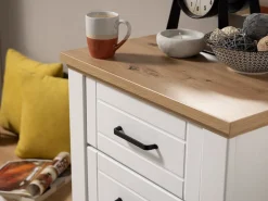 Mobili Da Ingresso > Dmora Mobile da Ingresso Bianco Opaco Marrone Rovere un Ripiano 2 Ante 103.5x41x47.5h cm, 2 Vani - Menfi Marrone Rovere, Bianco Opaco