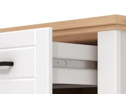 Mobili Da Ingresso > Dmora Mobile da Ingresso Bianco Opaco Marrone Rovere un Ripiano 2 Ante 103.5x41x47.5h cm, 2 Vani - Menfi Marrone Rovere, Bianco Opaco