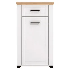 Mobili Da Ingresso > Dmora Mobile da Ingresso Bianco Opaco Marrone Rovere un Ripiano 2 Ante 103.5x41x47.5h cm, 2 Vani - Menfi Marrone Rovere, Bianco Opaco