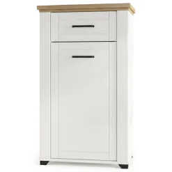Mobili Da Ingresso > Dmora Mobile da Ingresso Bianco Opaco Marrone Rovere un Ripiano 2 Ante 103.5x41x47.5h cm, 2 Vani - Menfi Marrone Rovere, Bianco Opaco