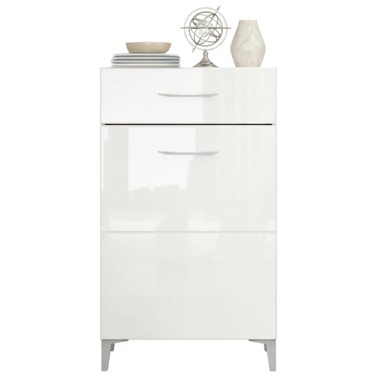 Mobili Da Ingresso > Dmora Mobile da Ingresso 2 Ripiani un Cassetto 58x35x104.5h cm, Un'anta - Ossona Bianco