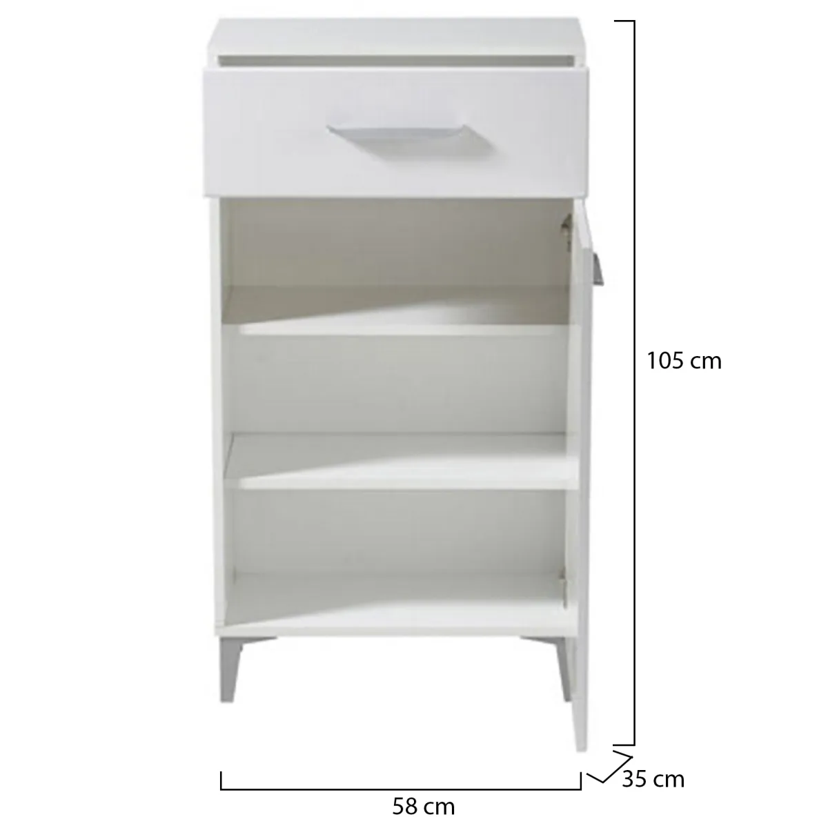Mobili Da Ingresso > Dmora Mobile da Ingresso 2 Ripiani un Cassetto 58x35x104.5h cm, Un'anta - Ossona Bianco