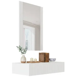 Mobile da Ingresso Bianco Specchio Incluso Paia 80x42x97h cm, un Cassetto - Premolo
