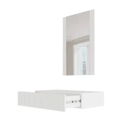 Mobile da Ingresso Bianco Specchio Incluso Paia 80x42x97h cm, un Cassetto - Premolo