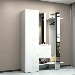 Mobili Da Ingresso > Dmora Mobile da ingresso da parete 3 ante rovere e bianco 91x94h cm - Scultore Bianco, Marrone Rovere