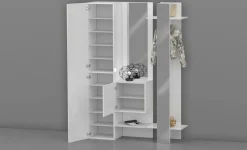 Mobili Da Ingresso > Dmora Mobile da ingresso da parete 3 ante rovere e bianco 91x94h cm - Scultore Bianco, Marrone Rovere