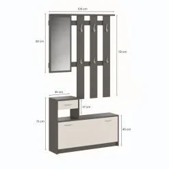 Mobile da ingresso Garolfo, 100x25h180 cm, Beige e Grigio