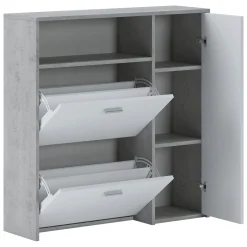 Mobili Da Ingresso > Dmora Mobile da Ingresso Grigio Cemento Bianco 04-mag Paia 3 Ripiani 91.5x26.6x94h cm, 3 Ante - Scultore Bianco, Grigio Cemento