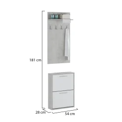 Mobili Da Ingresso > Dmora Mobile da Ingresso Grigio Cemento Bianco Specchio Incluso Paia 61x28x186h cm, un Cassetto - Candiolo Bianco, Grigio Cemento