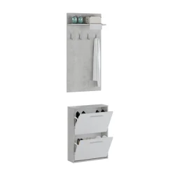 Mobili Da Ingresso > Dmora Mobile da Ingresso Grigio Cemento Bianco Specchio Incluso Paia 61x28x186h cm, un Cassetto - Candiolo Bianco, Grigio Cemento