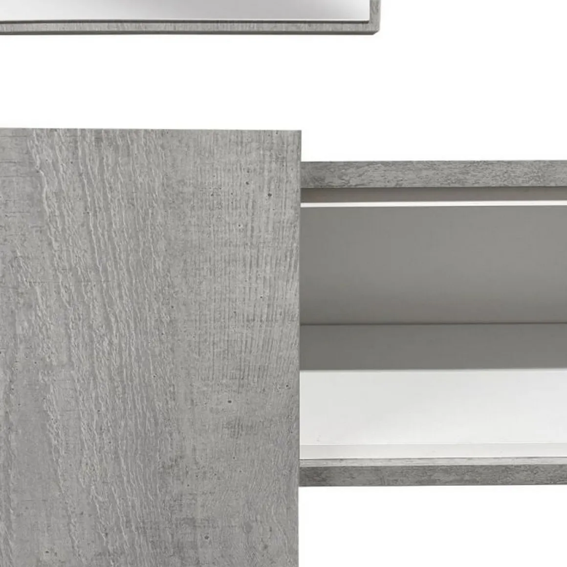 Mobile da Ingresso Grigio Cemento Bianco Specchio Incluso un Ripiano 100x31x75h cm, Appendiabiti - Limbadi