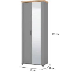 Mobili Da Ingresso > Dmora Mobile da Ingresso Grigio Marrone Rovere un Cassetto 2 Ripiani 60.5x41x105h cm, Un'anta - Rogeno Marrone, Grigio Rovere
