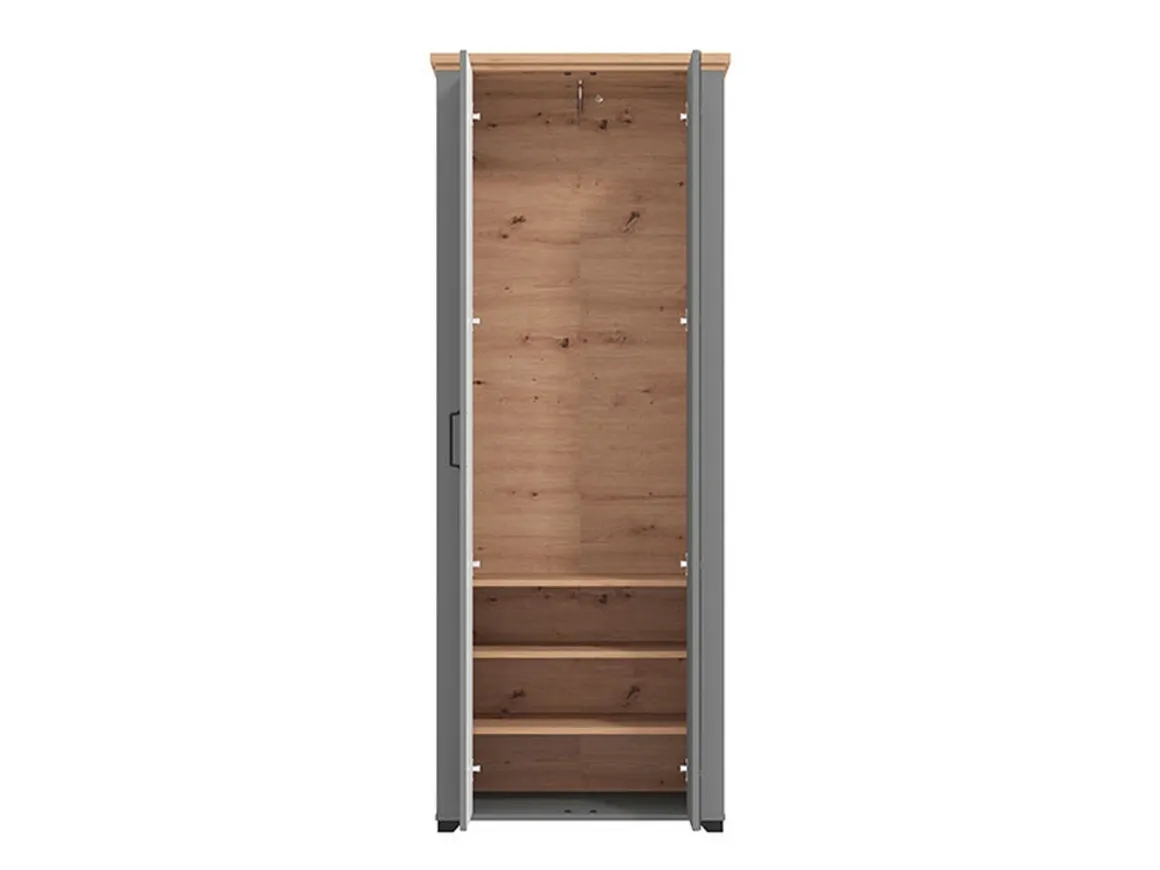 Mobili Da Ingresso > Dmora Mobile da Ingresso Grigio Marrone Rovere un Cassetto 2 Ripiani 60.5x41x105h cm, Un'anta - Rogeno Marrone, Grigio Rovere