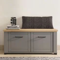Mobile da Ingresso Grigio Marrone Rovere un Ripiano 2 Ante 103.5x41x47.5h cm, 2 Vani - Menfi