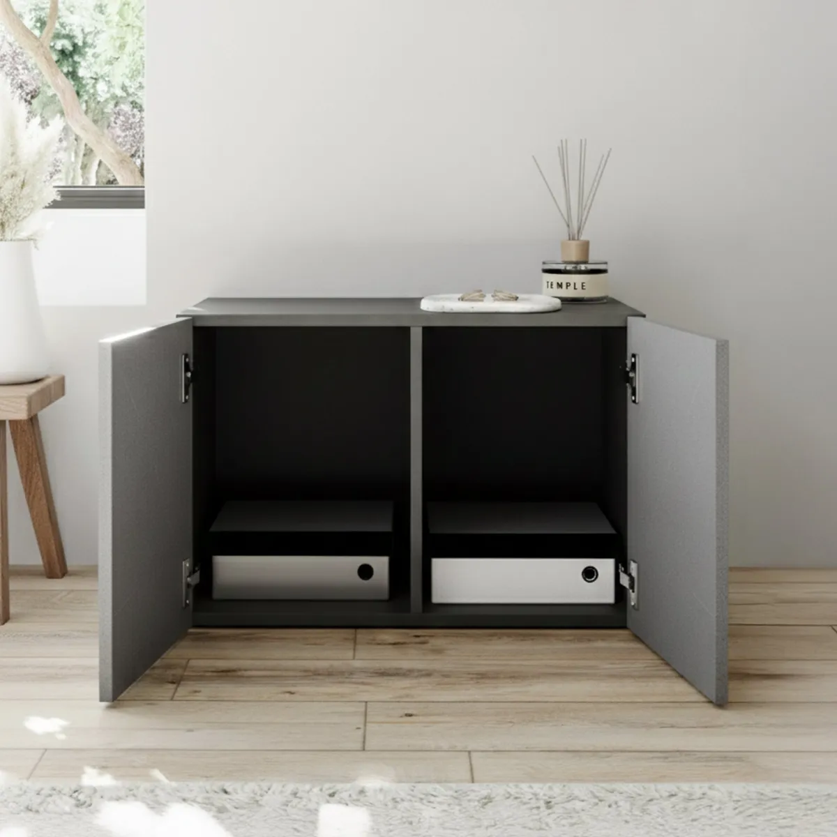 Mobili Da Ingresso > Dmora Mobile da Ingresso 2 Paia con Scarpiera 63x35x41h cm, 2 Ante - Scorrano Grigio