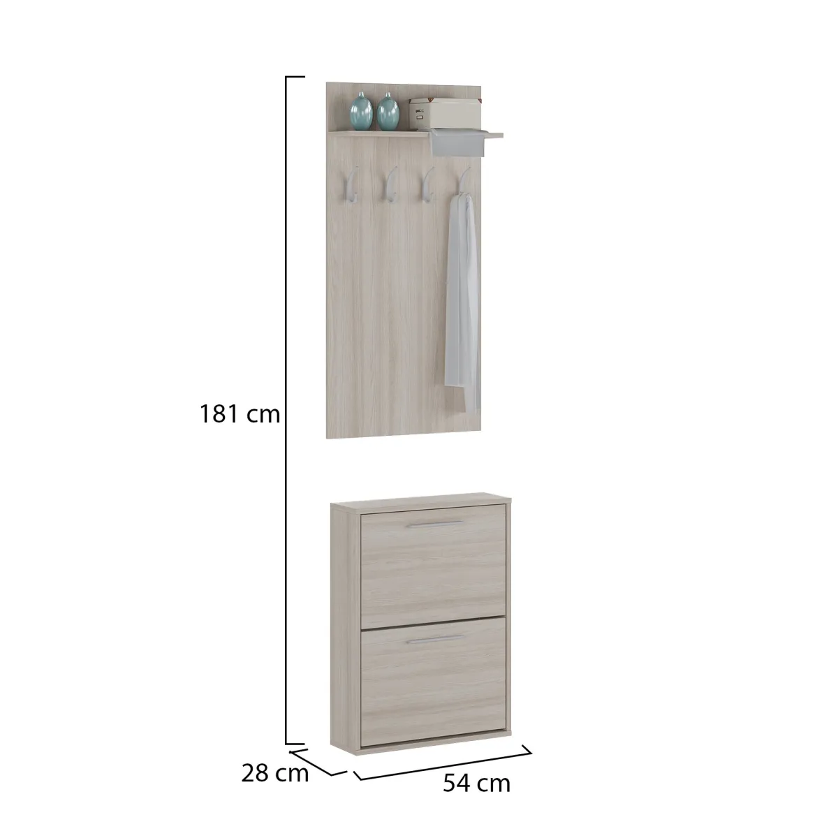 Mobili Da Ingresso > Dmora Mobile da Ingresso Appendiabiti Apertura a Ribalta 54x28x181h cm, 2 Ante - Sestola Marrone Olmo