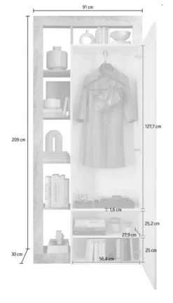 Mobile da Ingresso Marrone Pero Trasparente Specchio Incluso Appendiabiti 90.5x30x210h cm, 6 Paia - Gonzaga