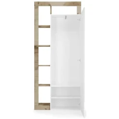 Mobile da Ingresso Marrone Pero Trasparente Specchio Incluso Appendiabiti 90.5x30x210h cm, 6 Paia - Gonzaga