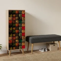 Mobili Da Ingresso|Ingresso > Dmora Mobile da Ingresso Marrone Quercia Nero Antracite 16 Paia Cassetti 50x38x135h cm, 7 Ripiani - Podgorica Nero Antracite, Marrone Quercia
